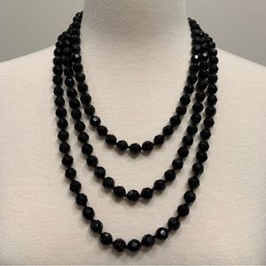 Carolee Black Faceted Beaded Long Single Strand Necklace